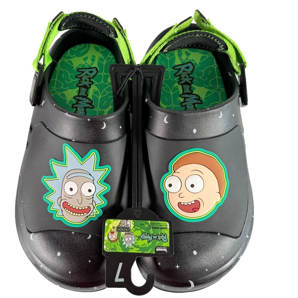 Rick and Morty Ground Up Men License Clogs Black Space Size 7 NWT